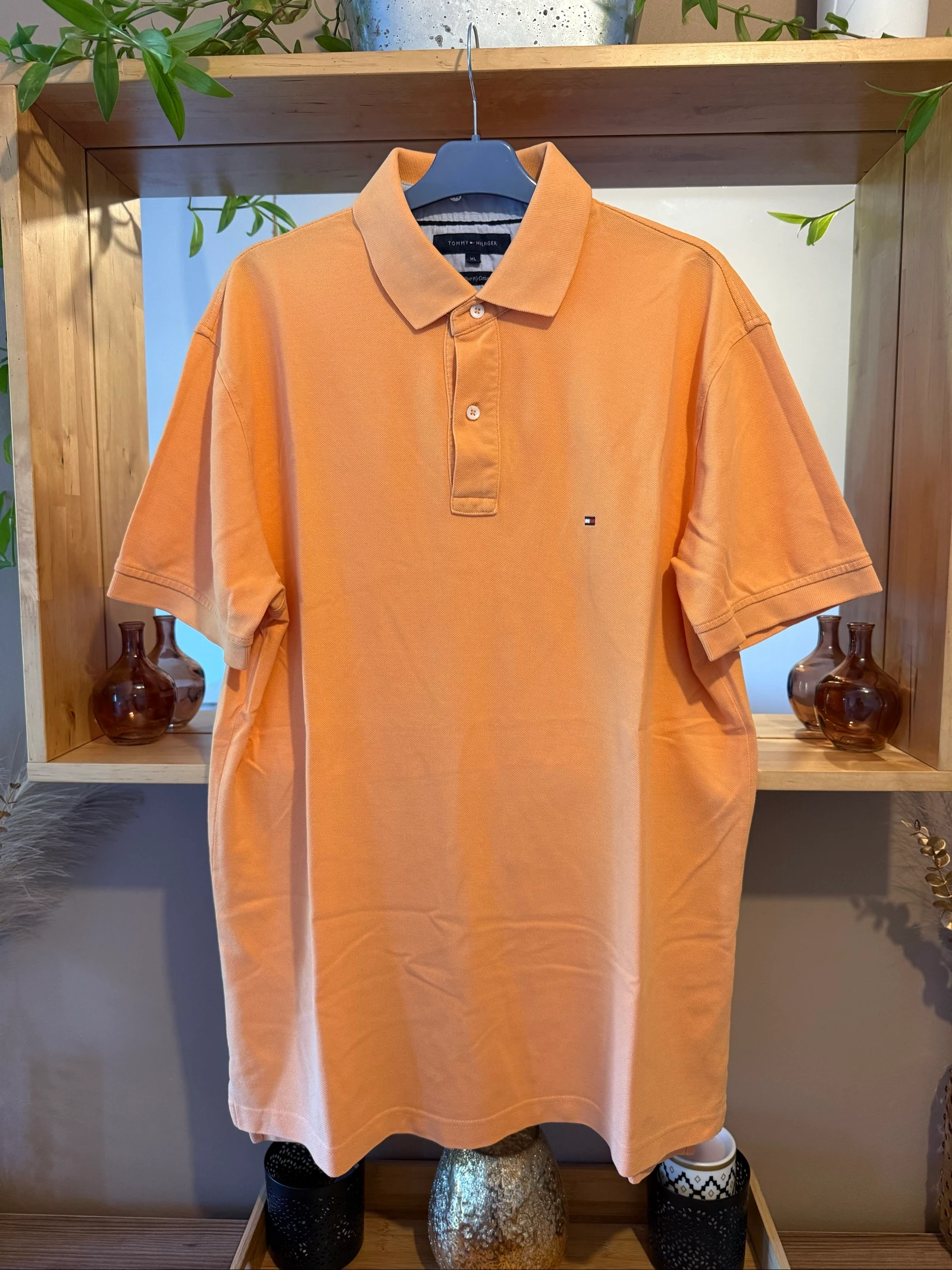 Polo Tommy Hilfiger homme XL orange abricot 100% coton – Très bon état
